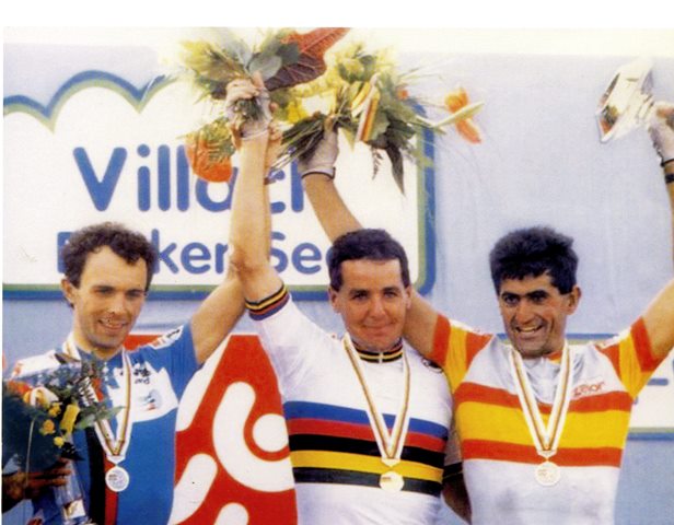 1987 VILLACH: 1º ROCHE, 2º ARGENTIN, 3º JUAN FERNÁNDEZ.